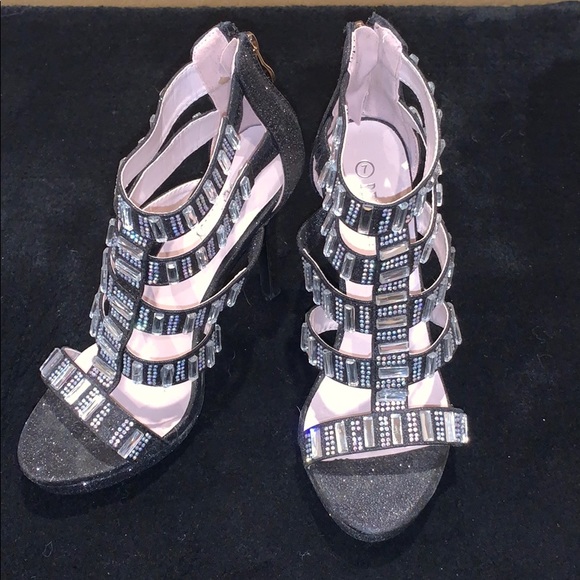 Black sparkly gemstone heels - Picture 2 of 8